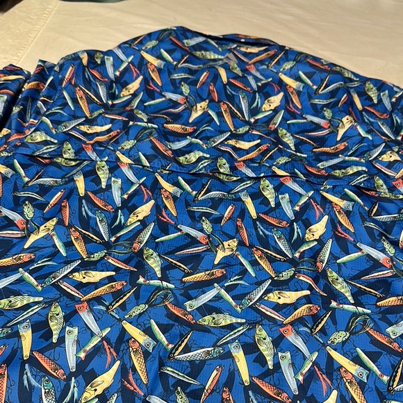 Vibrant Blue and Orange Casual Button Down Shirt - Picture 7 of 12